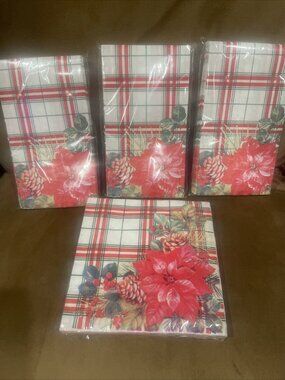 Christmas napkins /Jolly Poinsettia holiday paper Guest   2 Ply (3)x 16 + (1)x16